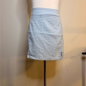 Brandy Melville Light Blue and White Plaid Mini Skirt